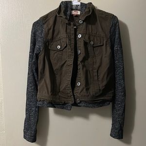 l.e.i. Forest Green Hooded Jean Jacket/ Coat | Size M